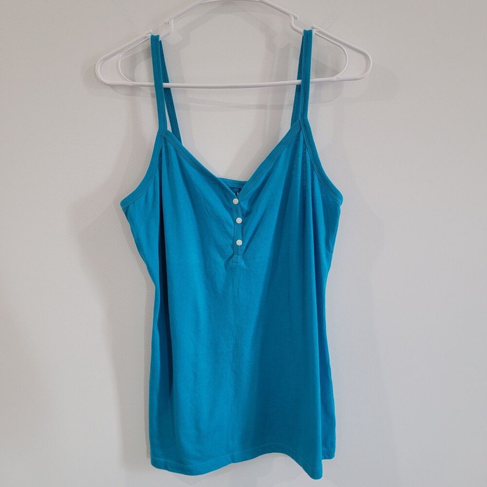Y2K Old Navy Womens Henley Cami Size Medium Blue Coquette Elana Bella